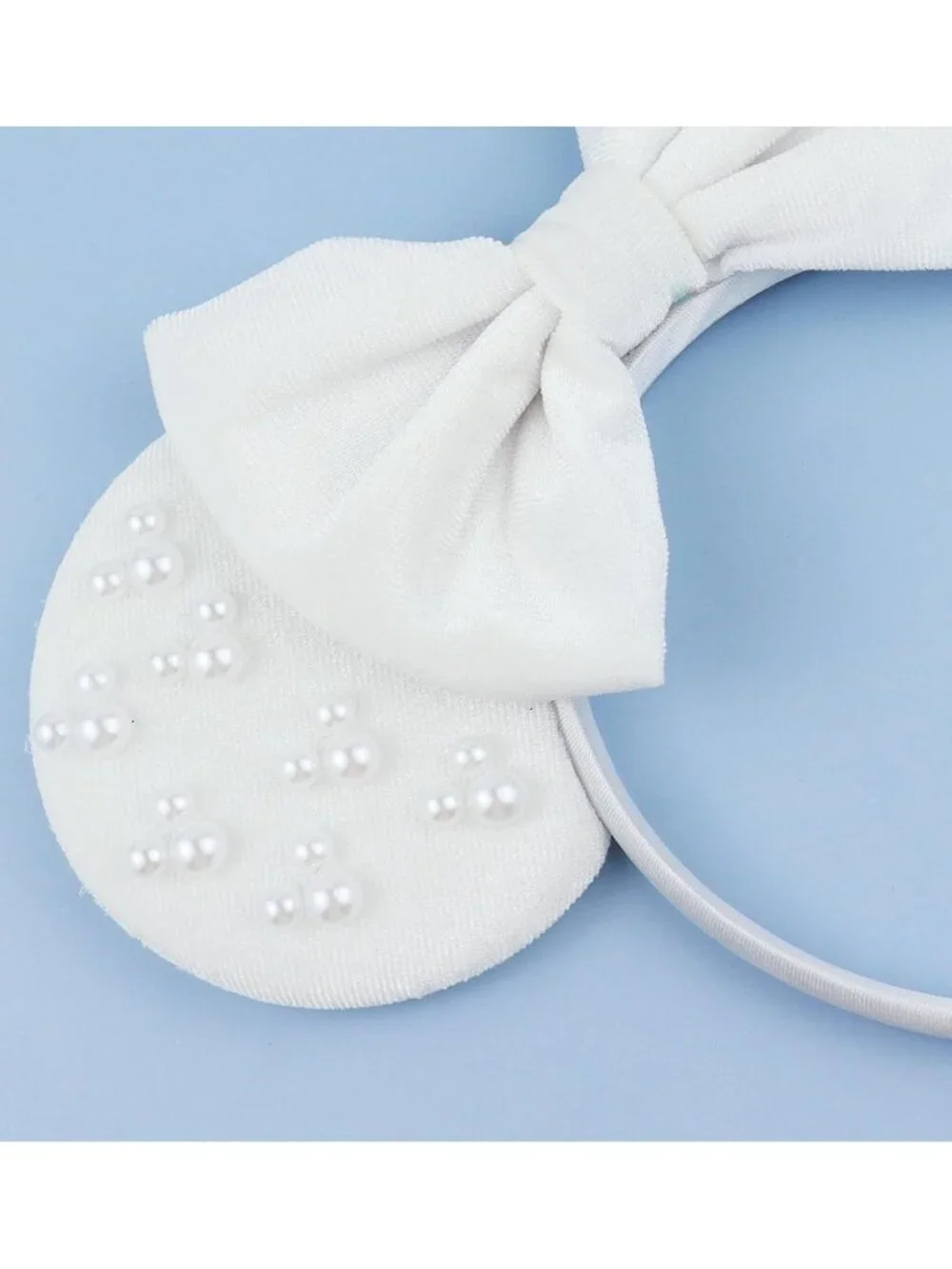 Women White Polyester Velvet Mickey Mouse Halloween Costume Headband